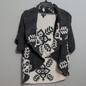Express Women's Open Front Aztec Print Coat Cardigan, Wool Blend, Size M